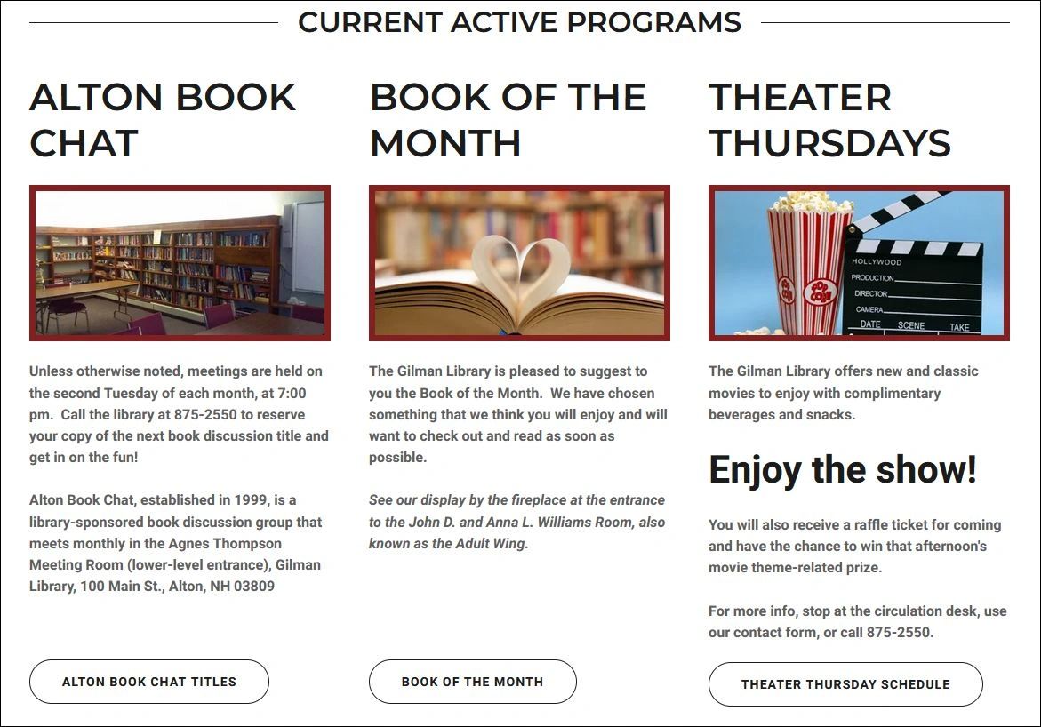 THE LATEST AT GILMAN LIBRARY