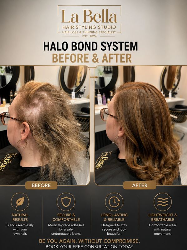 Before & After using Non-medical Halo Bond system regaining that smile and confidence back