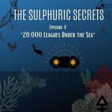 The Sulphuric Secrets S1, E4 graphic. A hapless explorer at the underwater Pisces Reef Base.