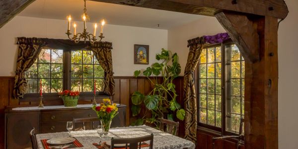 Dining room with table.