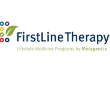 Logo of FirstLine Therapy with colorful design and tagline.