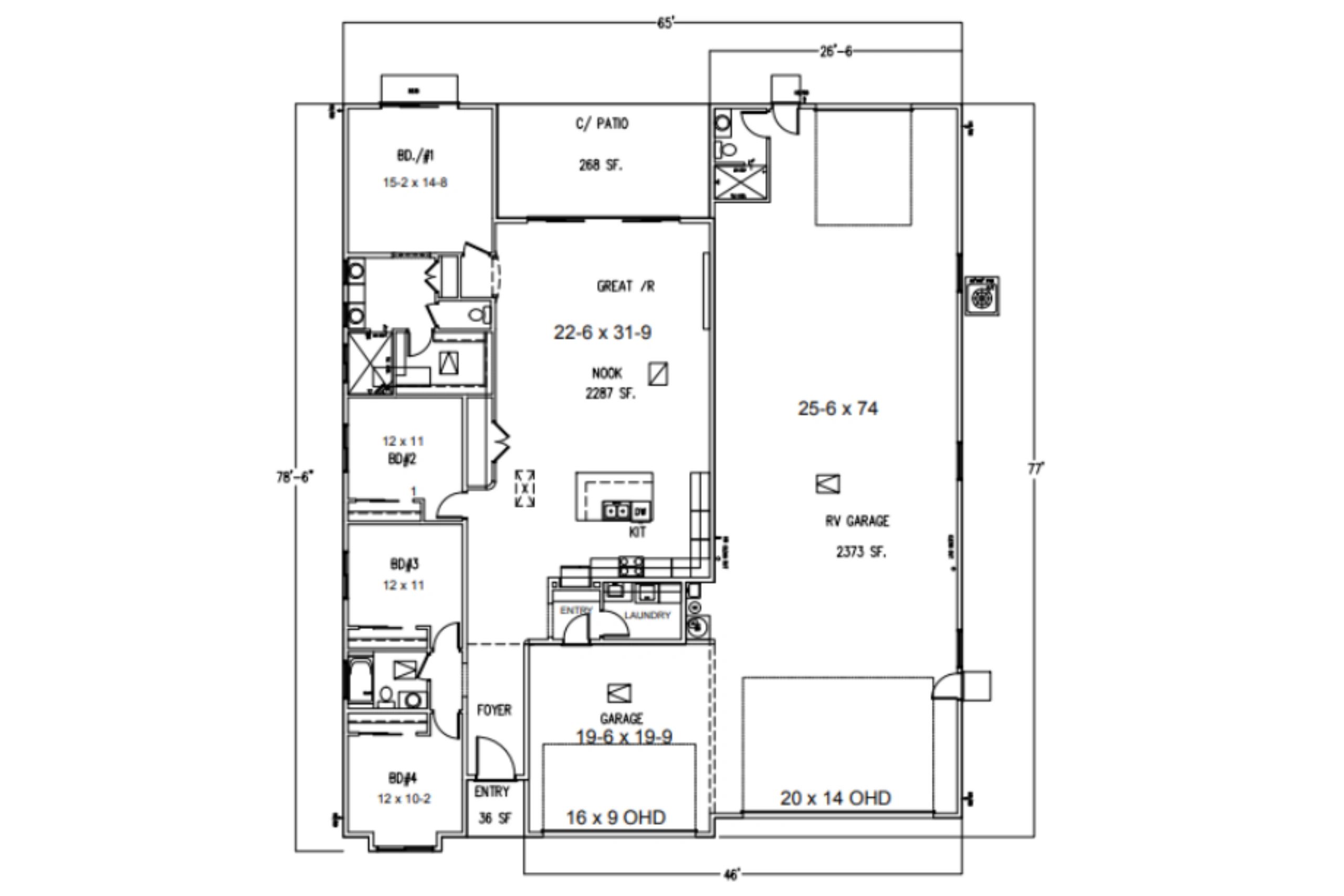 The Sapphire 4 BR 2287 On-Your-Lot Plan by Merrill Home Builders - FLOOR PLAN