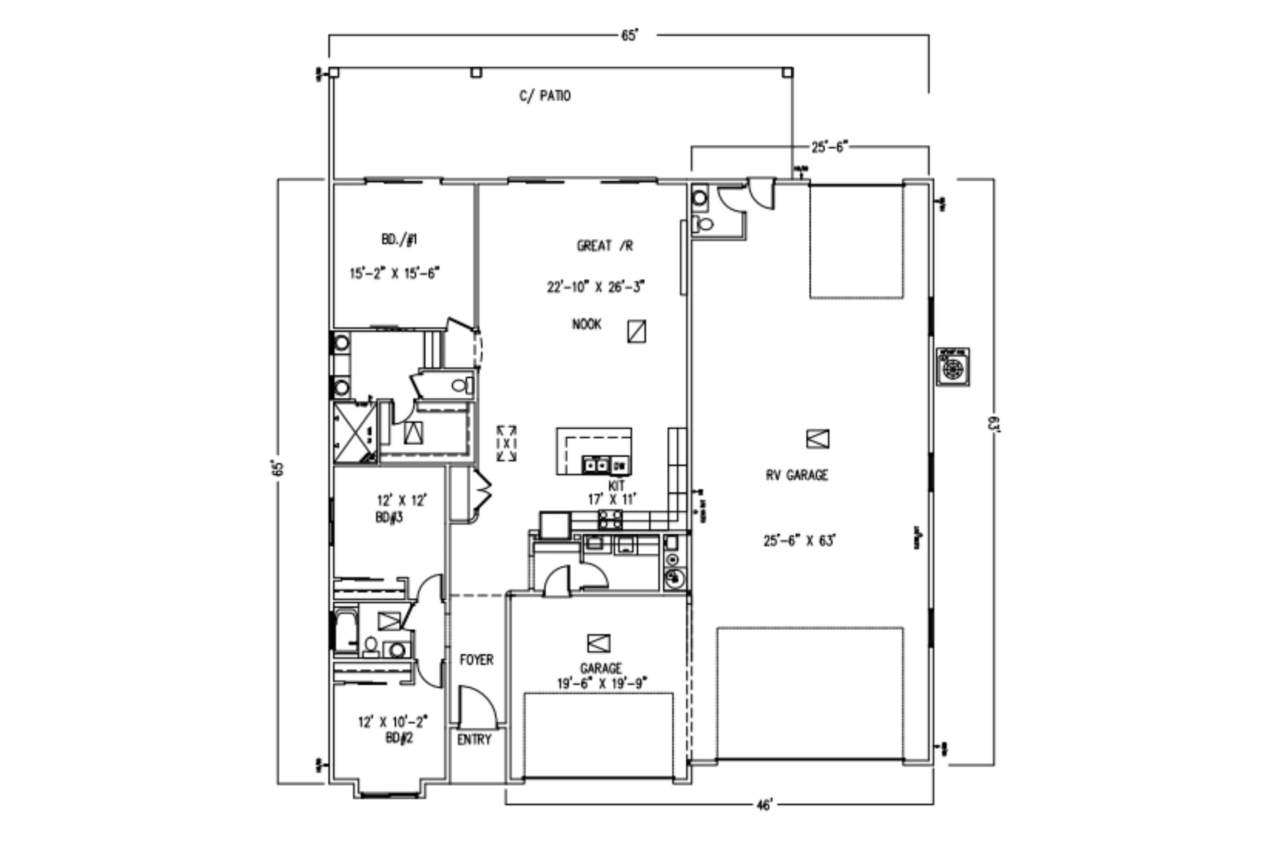 The Sapphire 3 BR 2082 On-Your-Lot Plan by Merrill Home Builders - RENDERING