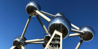 Low angle picture of Atomium, Brussels, Belgium