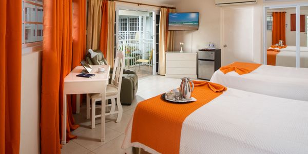 Beachside room with a balcony. Room service anyone?!