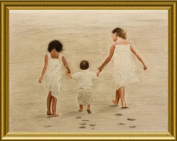 My favorite portrait commission of children walking on the beach.