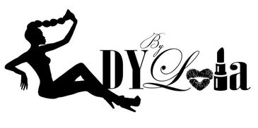 Black and white Lady Lola logo with a silhouette and lipstick.
