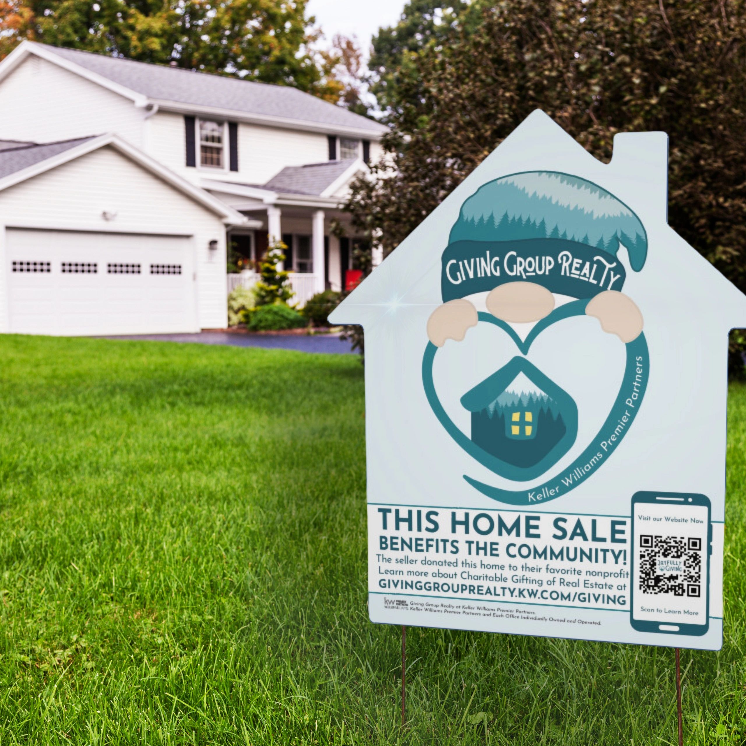 An example of our Home Donation sign in front of a house.