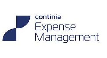 Logo of Continia Expense Management with a blue design element.