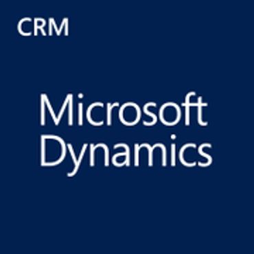 Logo of Microsoft Dynamics CRM on a dark blue background.