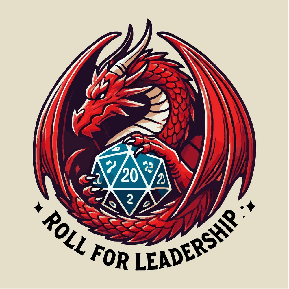 Roll for Leadership
Red dragon holding a blue 20-sided die