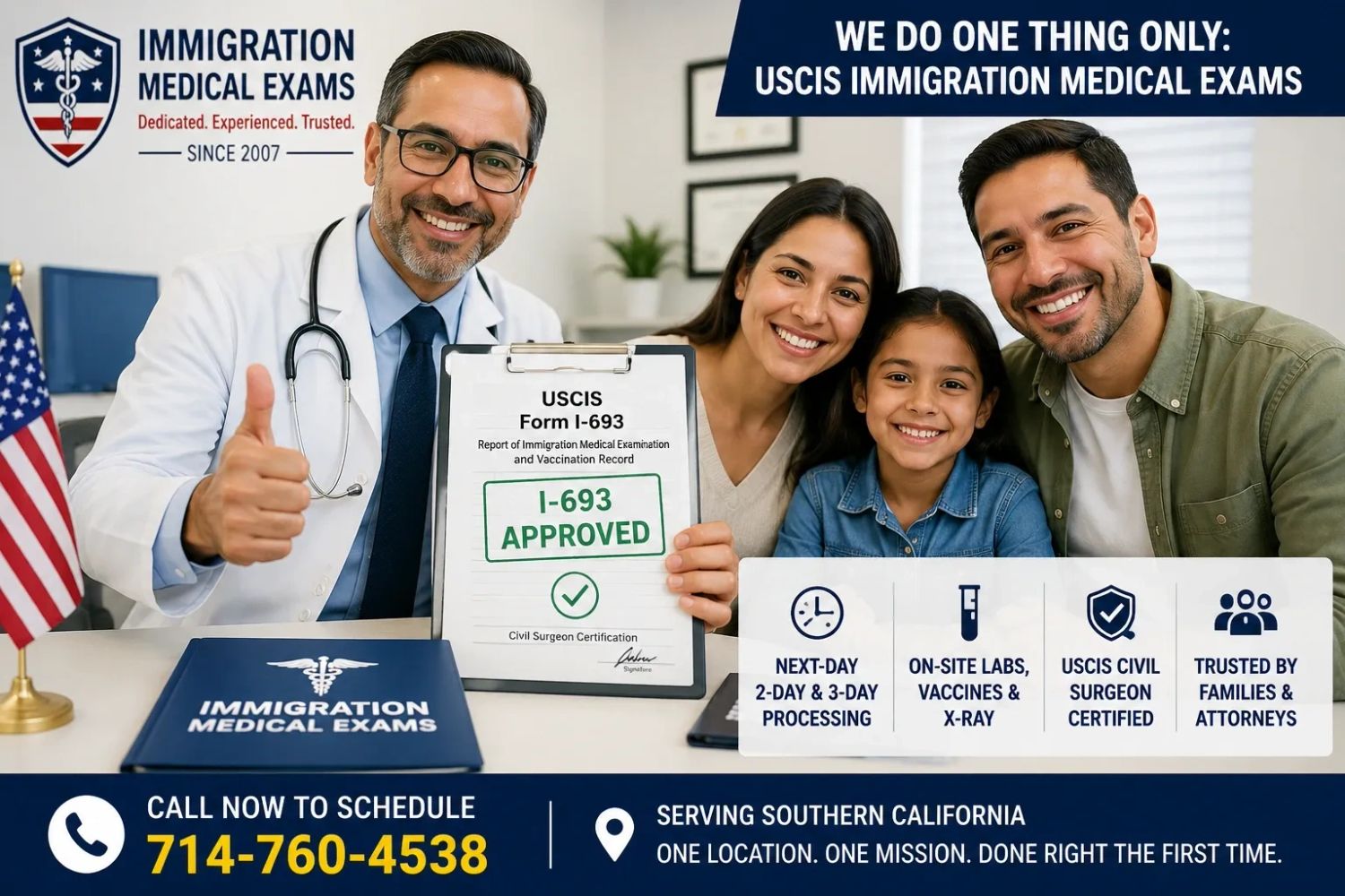 Dedicated USCIS Civil Surgeon helping immigrant families complete I-693 immigration medical exams wi