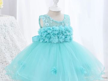 Avadress Communion Ball Gowns Secquin Dresses for Wedding Birthday Dresses Pageant Dresses Princess Dresses Flower Girl 6 / Light Blue