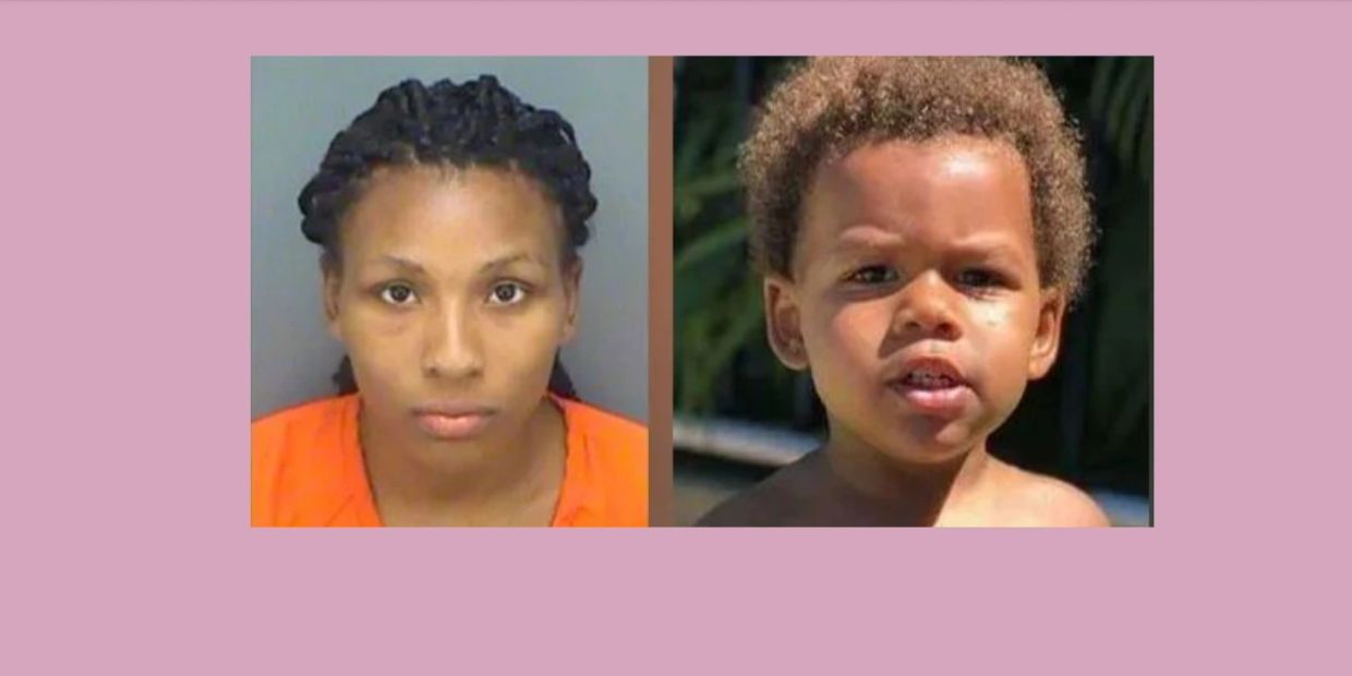 Side-by-side images of a woman in an orange outfit and a young child outside.