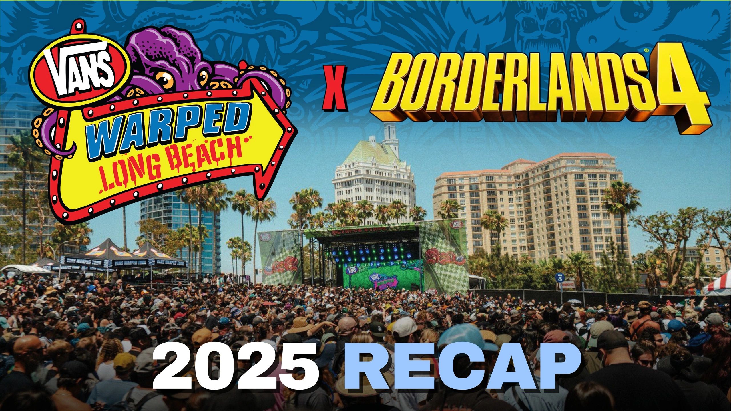 Vans Warped Long Beach x Borderlands 4 event with a large crowd.