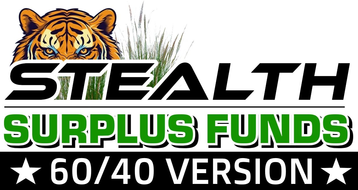 Logo for Stealth Surplus Funds 60/40 version with a tiger and grass.