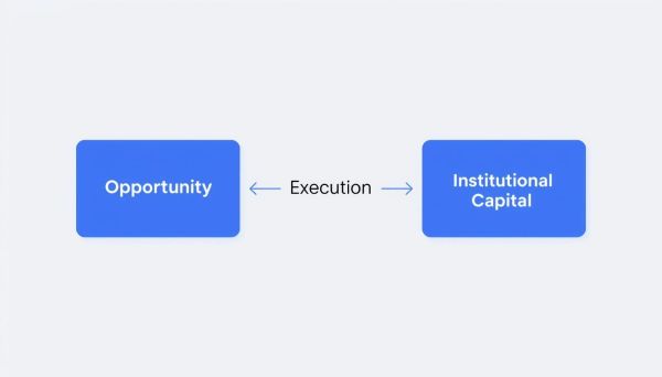 Diagram showing execution linking opportunity and institutional capital.