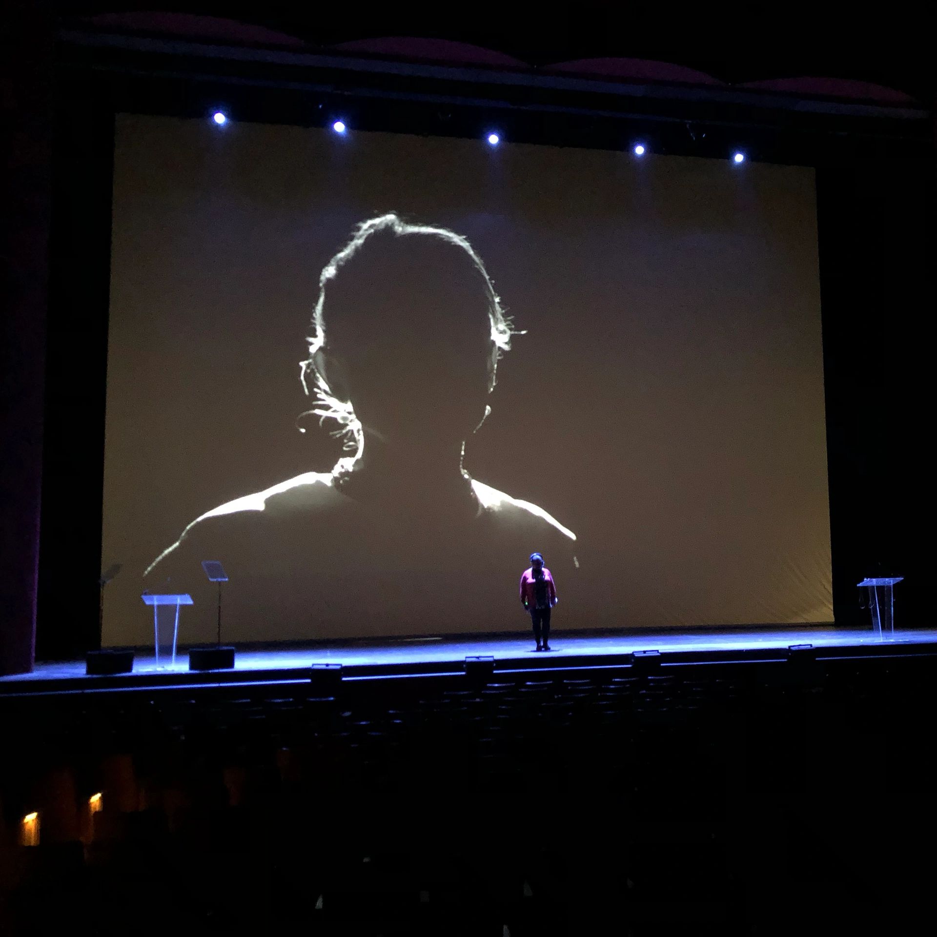 A photo taken during a technical rehearsal at the John F. Kennedy Center for the Performing Arts.