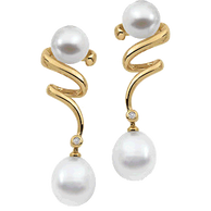  
18K Yellow / PAIR .06CTT/11.00MM FINE DROP / Polished
 / SOUTH SEA CULTURED PEARL & DIAMOND EARRIN