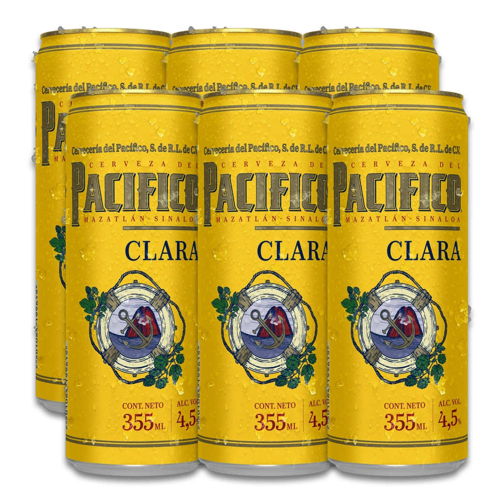 8450 CERVEZA PACIFICO CLARA LATA 6 PIEZAS SIX 355ML $