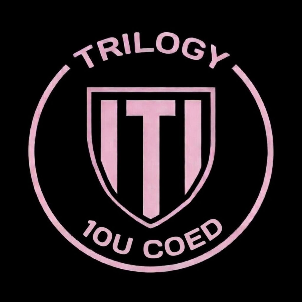 Pink Trilogy 10U Coed logo on black background.