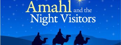 Amahl and the Night Visitors title with silhouettes of three riders.
