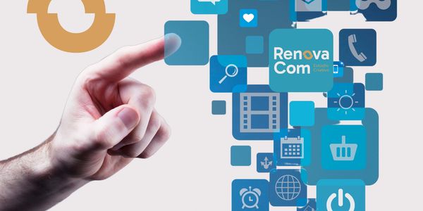 Imagem que mostra alguns ícones de redes sociais. Remete a tráfego, site, landing pages, e-commerce.