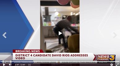 District 4 candidate David Rios speaking in a video clip.
