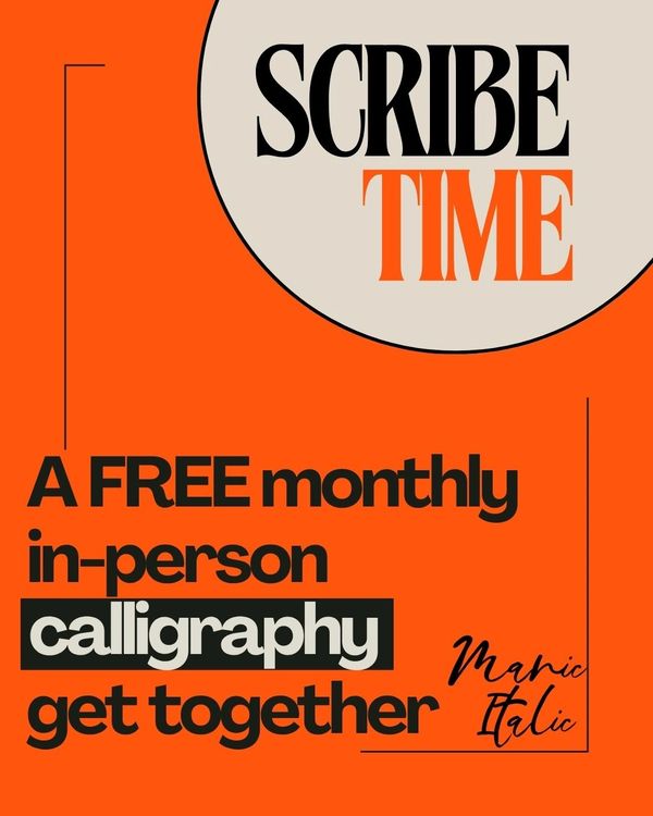 Free monthly in-person calligraphy gathering event.