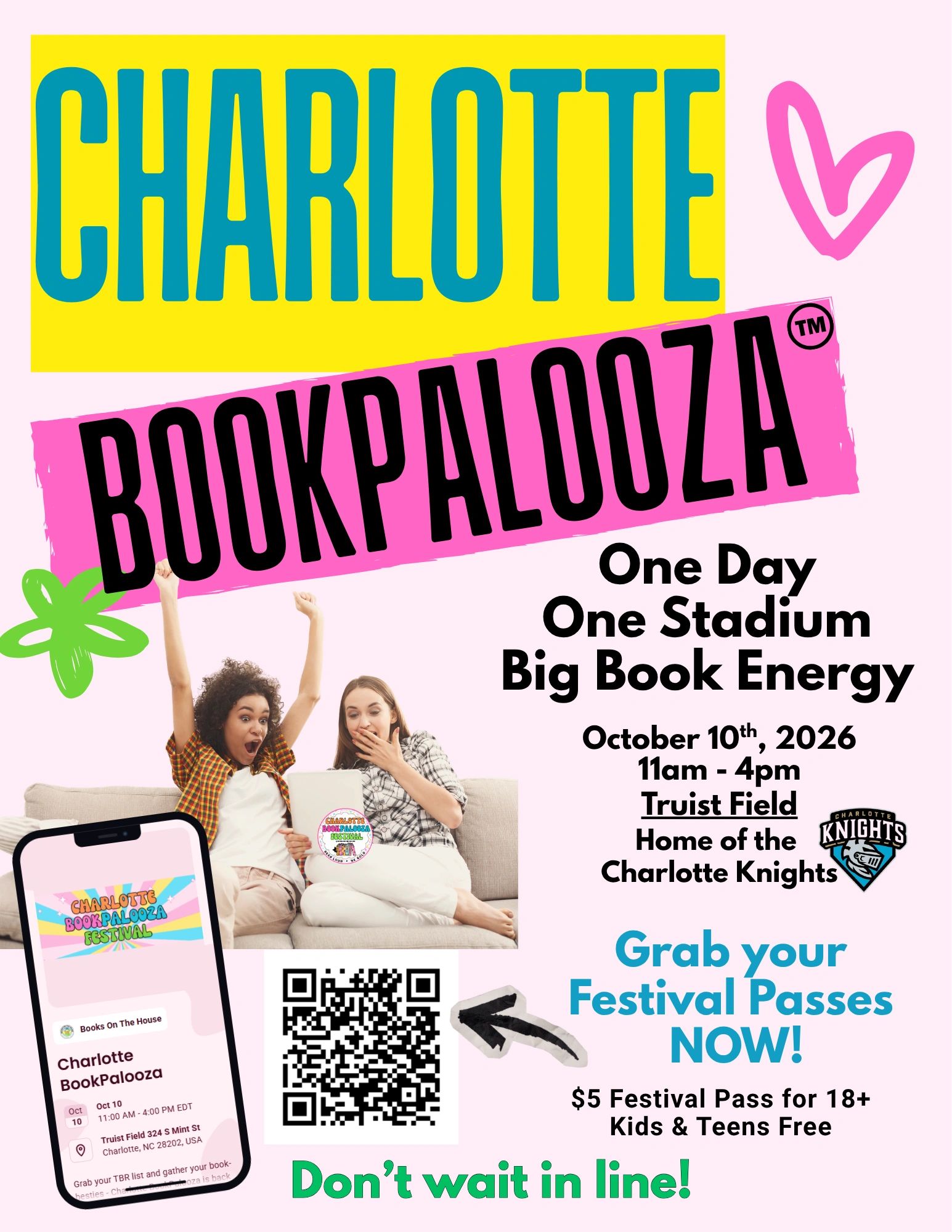 Charlotte BookPalooza event on October 10, 2026, at Truist Field.
