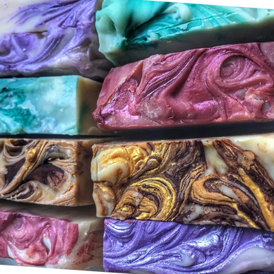 A stack of gorgeous, hand crafted camel milk soap.  just one of the many products we make here