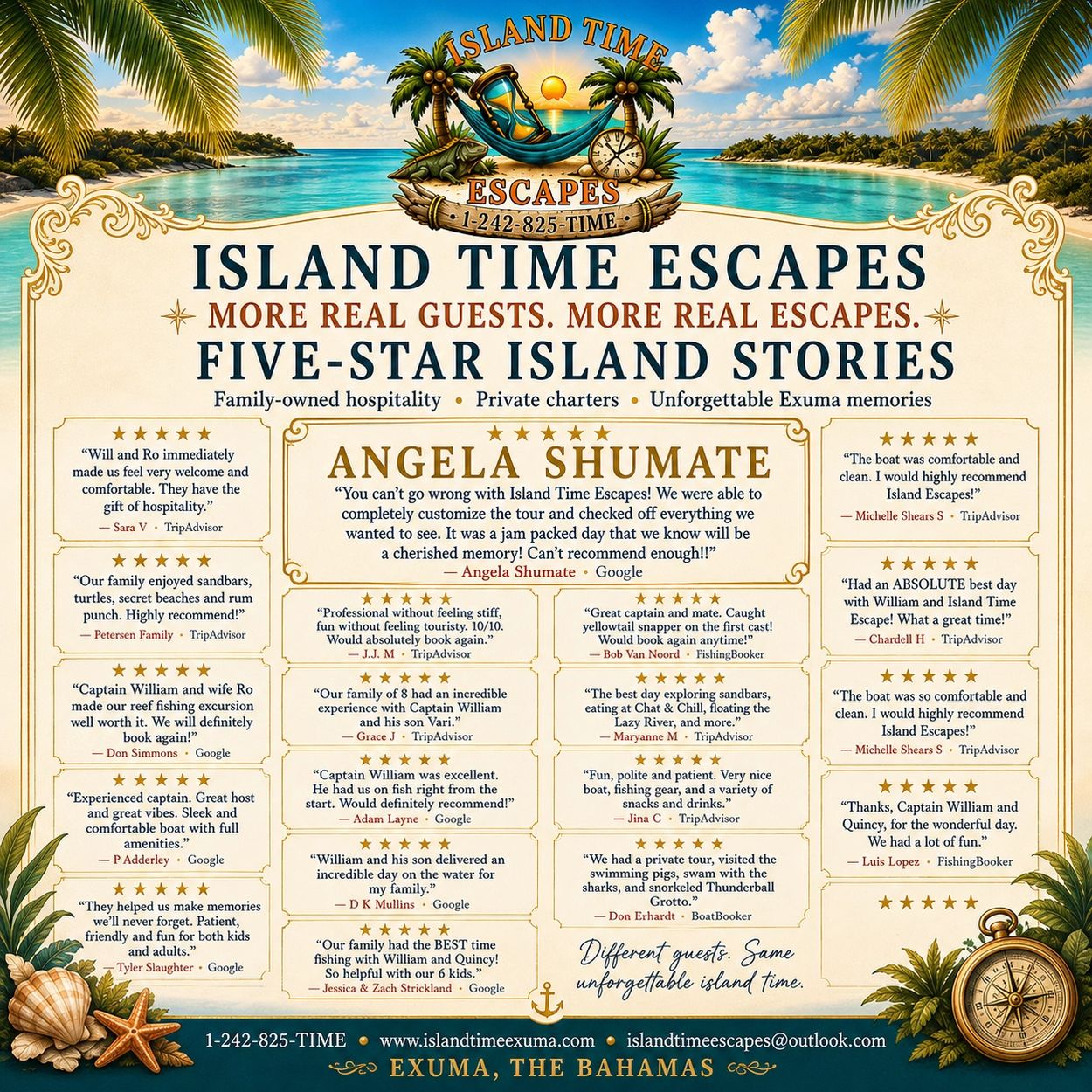 Island Time Escapes offers five-star island tours in Exuma, Bahamas.