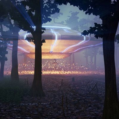 UFO Landing in the woods aliens