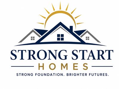 Logo of Strong Start Homes with houses and a rising sun.