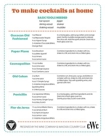 Wayzata Country Club Modern classic cocktails menu design by Jacob Stoltz, The Wine Company page 2