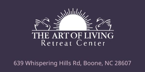 Logo of The Art of Living Retreat Center with address in Boone, NC.