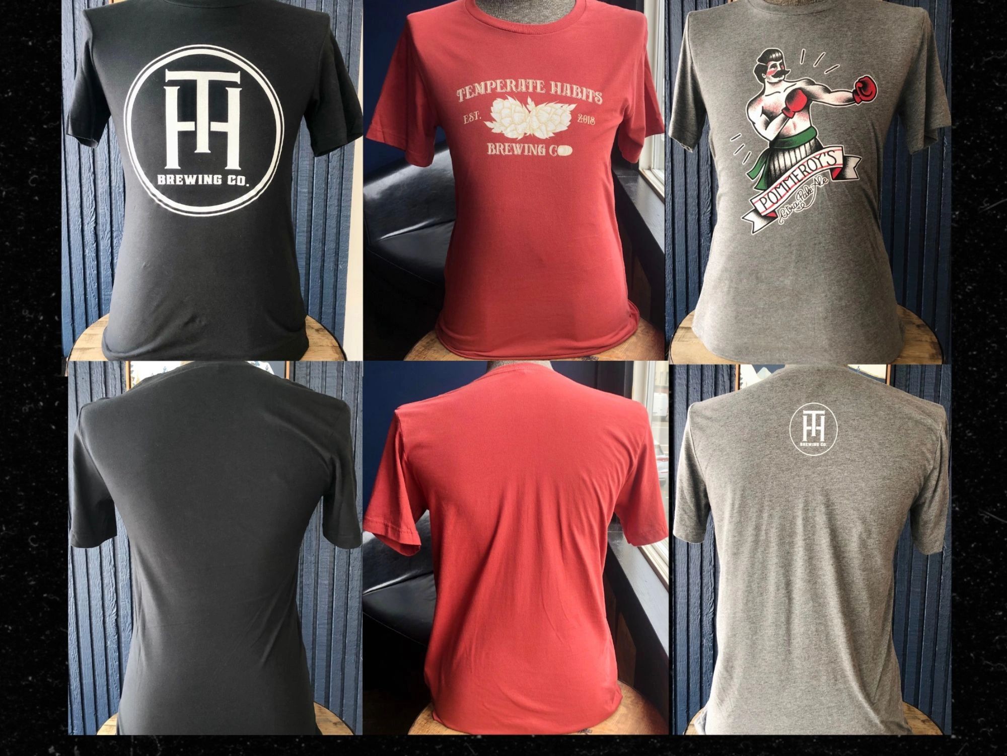 Temperate Habits Brewing Merchandise Adult T-Shirts with Logo's & Pommeroy's Citra Pale Ale Designs