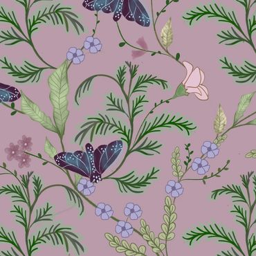 Victorian Botantical featuring Moths and Leaves