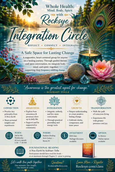 Flyer for Rocksyes Integration Circle promoting holistic healing and growth.