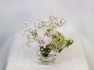 a small white bouquet 