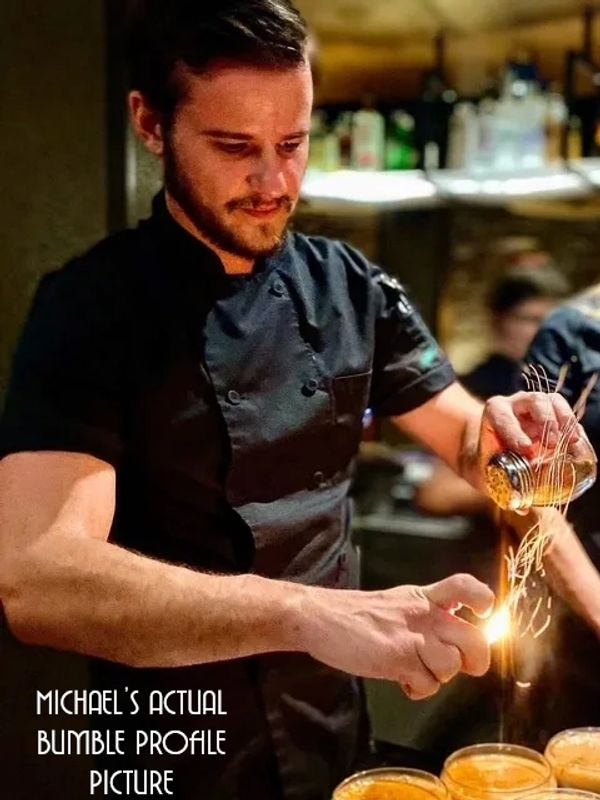 Michael's actual Bumble profile picture.