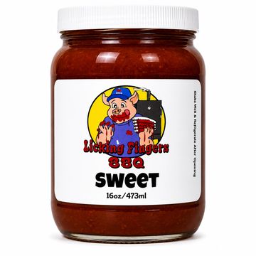 Jar of Licking Fingers sweet BBQ sauce.