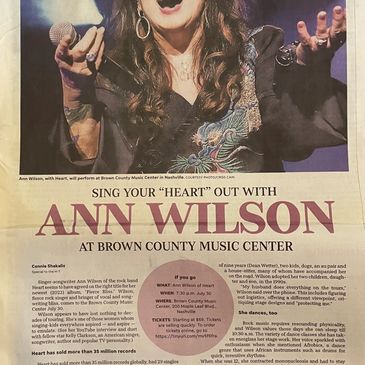 Ann Wilson of Heart performing live, promoting her upcoming show at Brown County Music Center.
