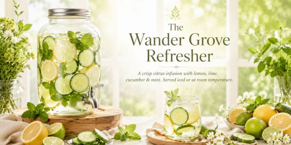 A refreshing citrus and cucumber drink with lemon, lime, and mint.