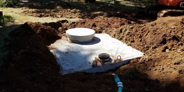 Freshly installed septic tank