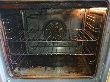 Inside of a dirty oven