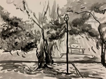 Black-White Study, 9x12 inches, acrylic on Yupo, 2022
