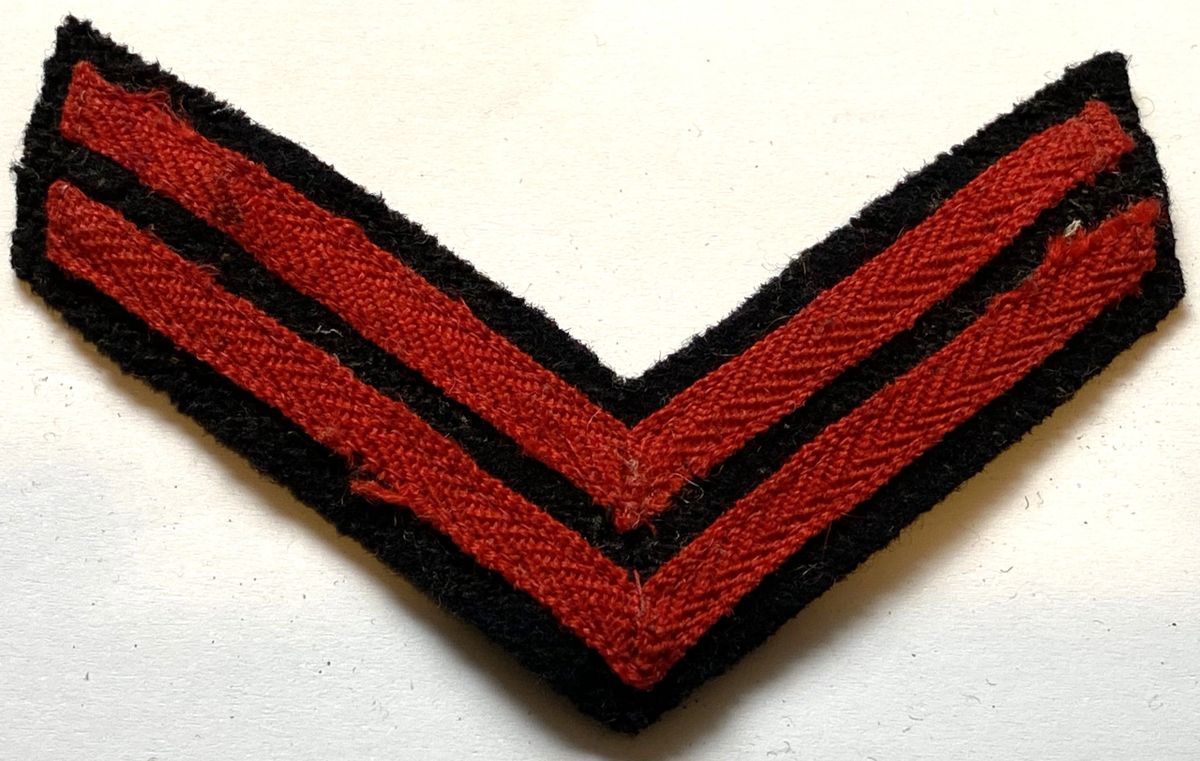 British Military Issue Black Red Corporal Stripes Rank Fabric Patch