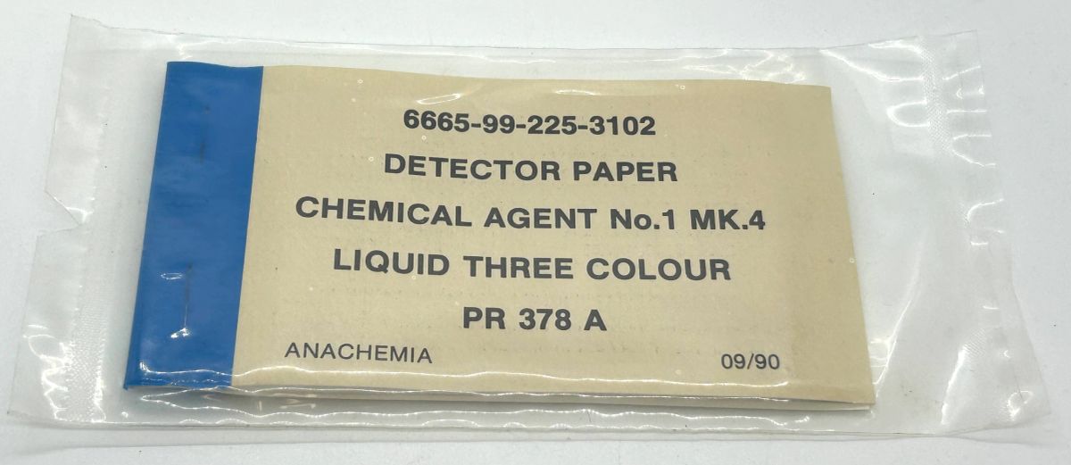 British Military NBC Detector Paper, No.1, Mk4 Liquid, Three Colour, PR378A