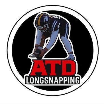 Logo of a football longsnapper with text 'ATD Longsnapping'.
